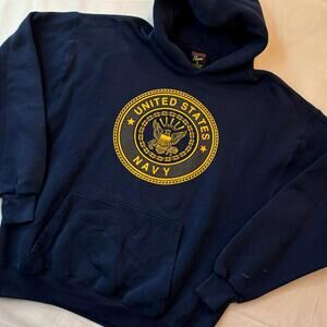 ⚓ Vintage 90s US Navy Hoodie Large Soffe USA Made Military Core